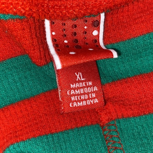 Target extra large onesie pajamas green & red striped snap button - Picture 5 of 8